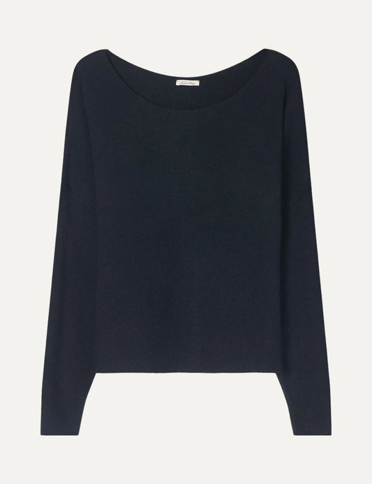 American Vintage women's black knit sweater with boat neck