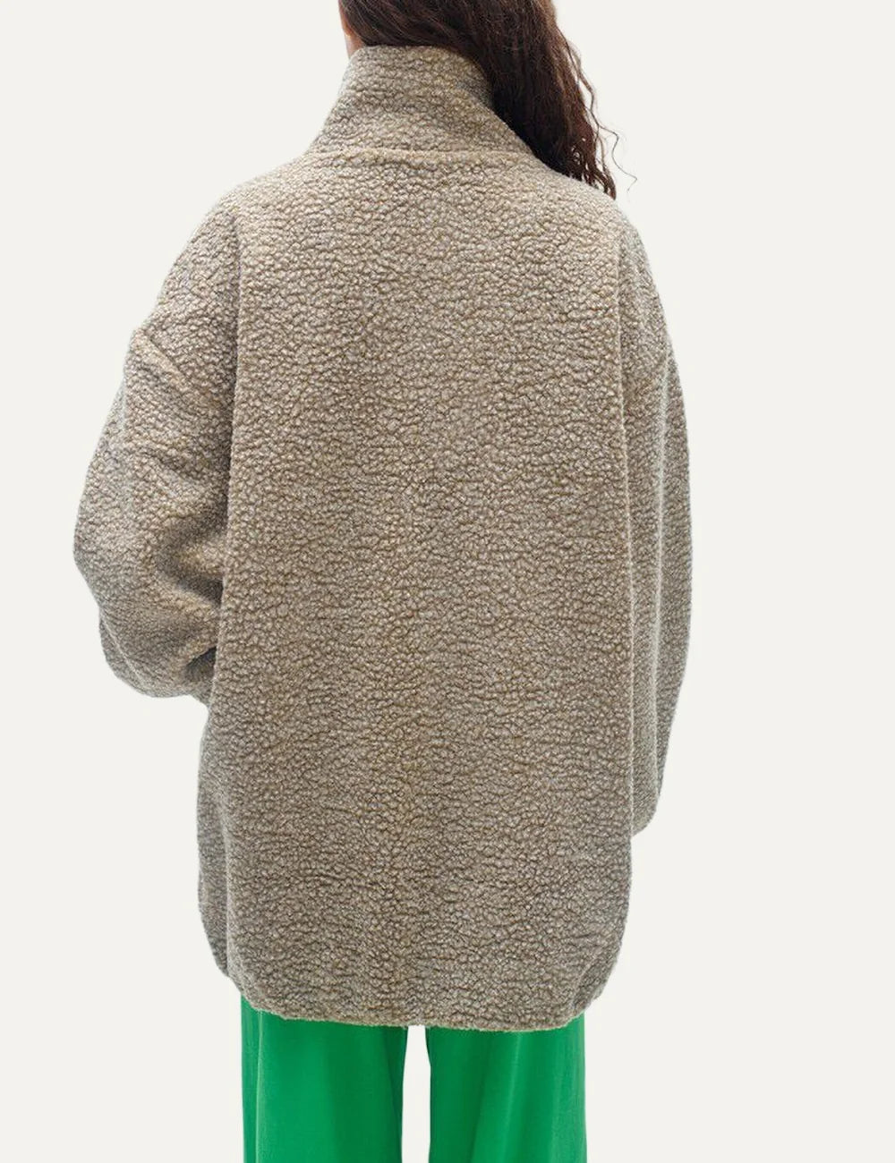 American Vintage women's brown shearling-effect mid-length coat back