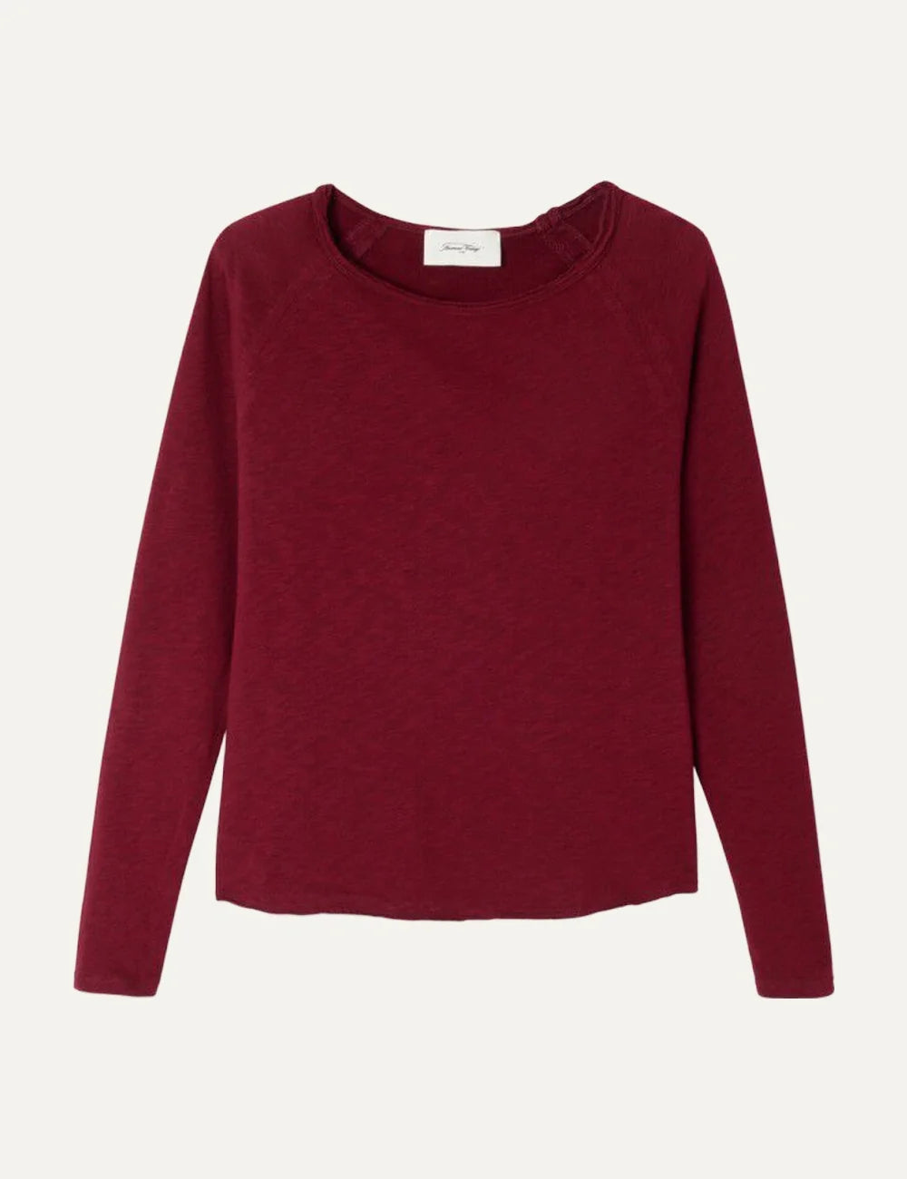 American Vintage women's burgundy cotton long sleeve t-shirt
