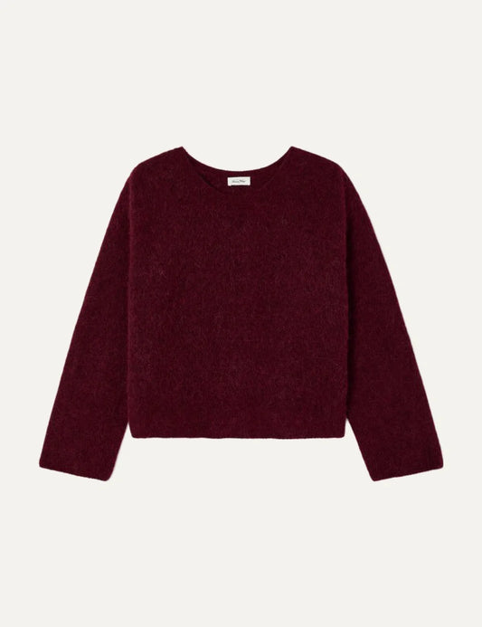 American Vintage women's burgundy fluffy knit boxy jumper