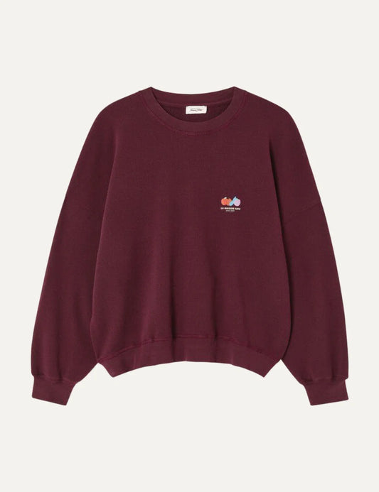American Vintage women's burgundy oversized cotton sweatshirt