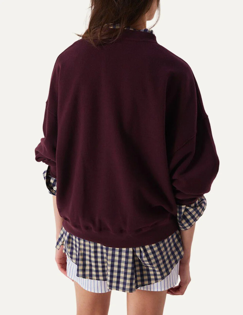 American Vintage women's burgundy oversized cotton sweatshirt back