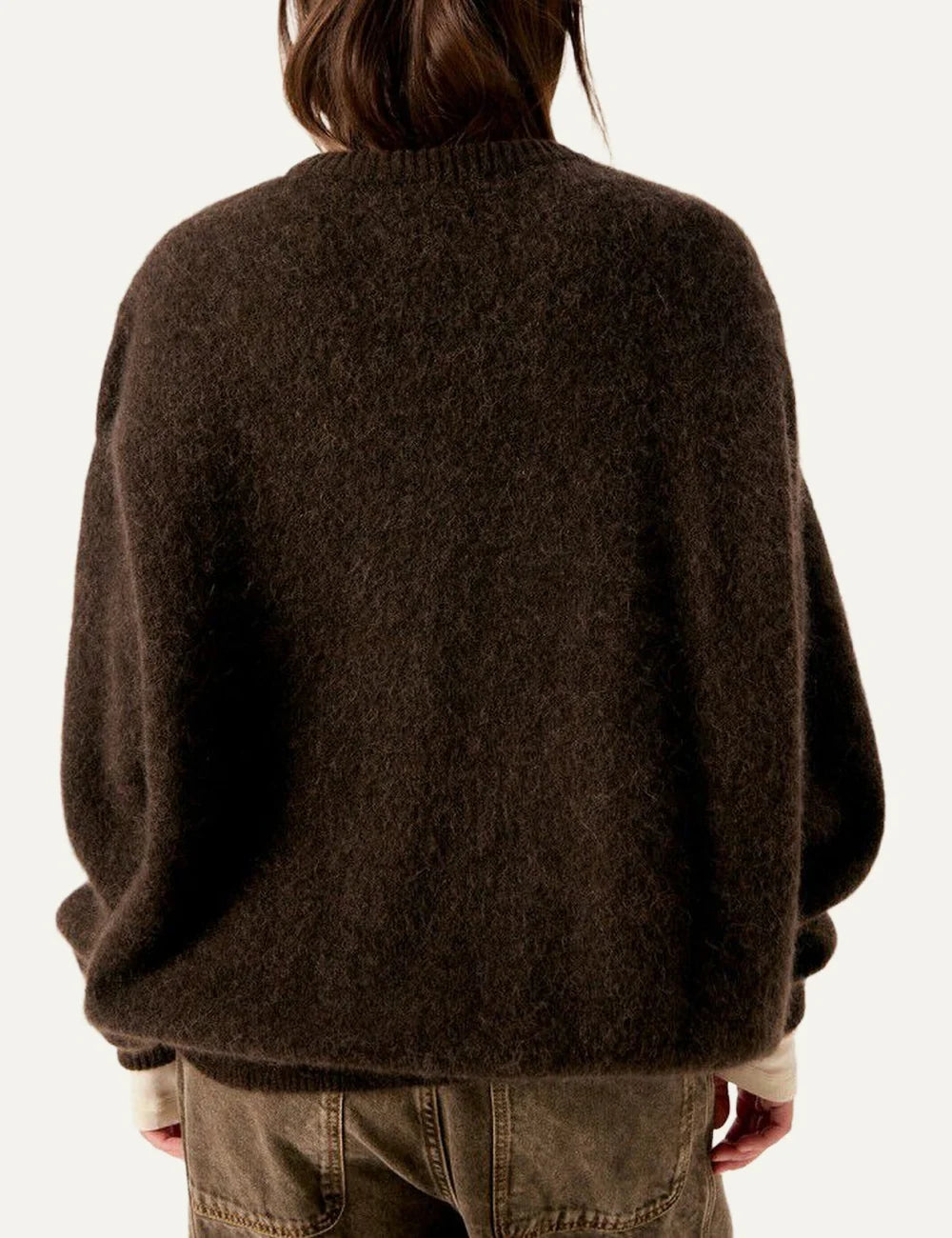 American Vintage women's dark brown fluffy knit oversized jumper back