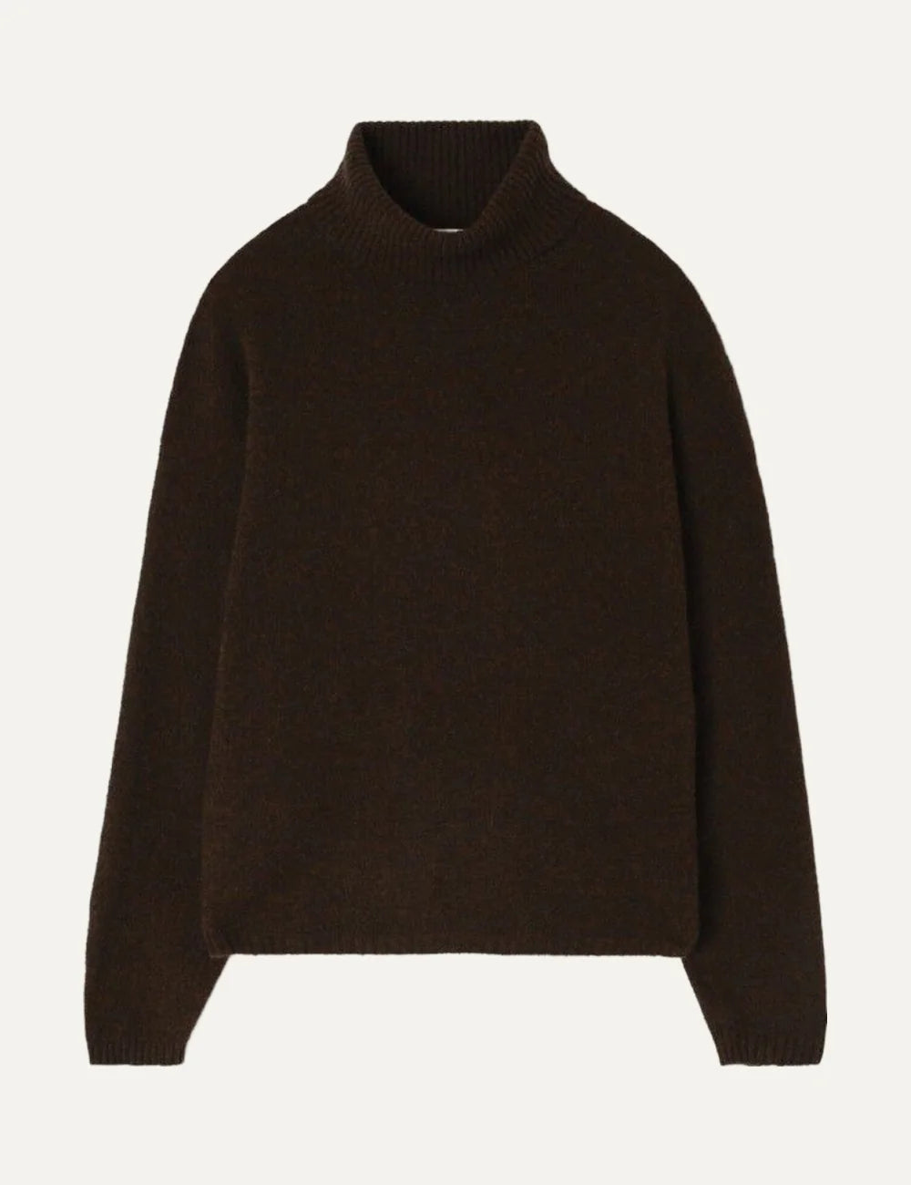 American Vintage women's dark brown melange turtleneck knit sweater with loose fit