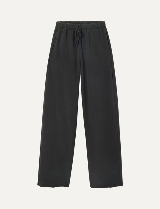 American Vintage women's dark charcoal cotton fleece jogger pants with drawstring waist