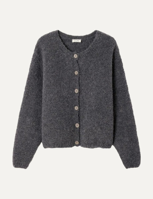 American Vintage women's dark grey bouclé cropped cardigan