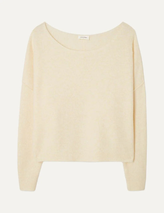 American Vintage women's ecru knit sweater with boat neck