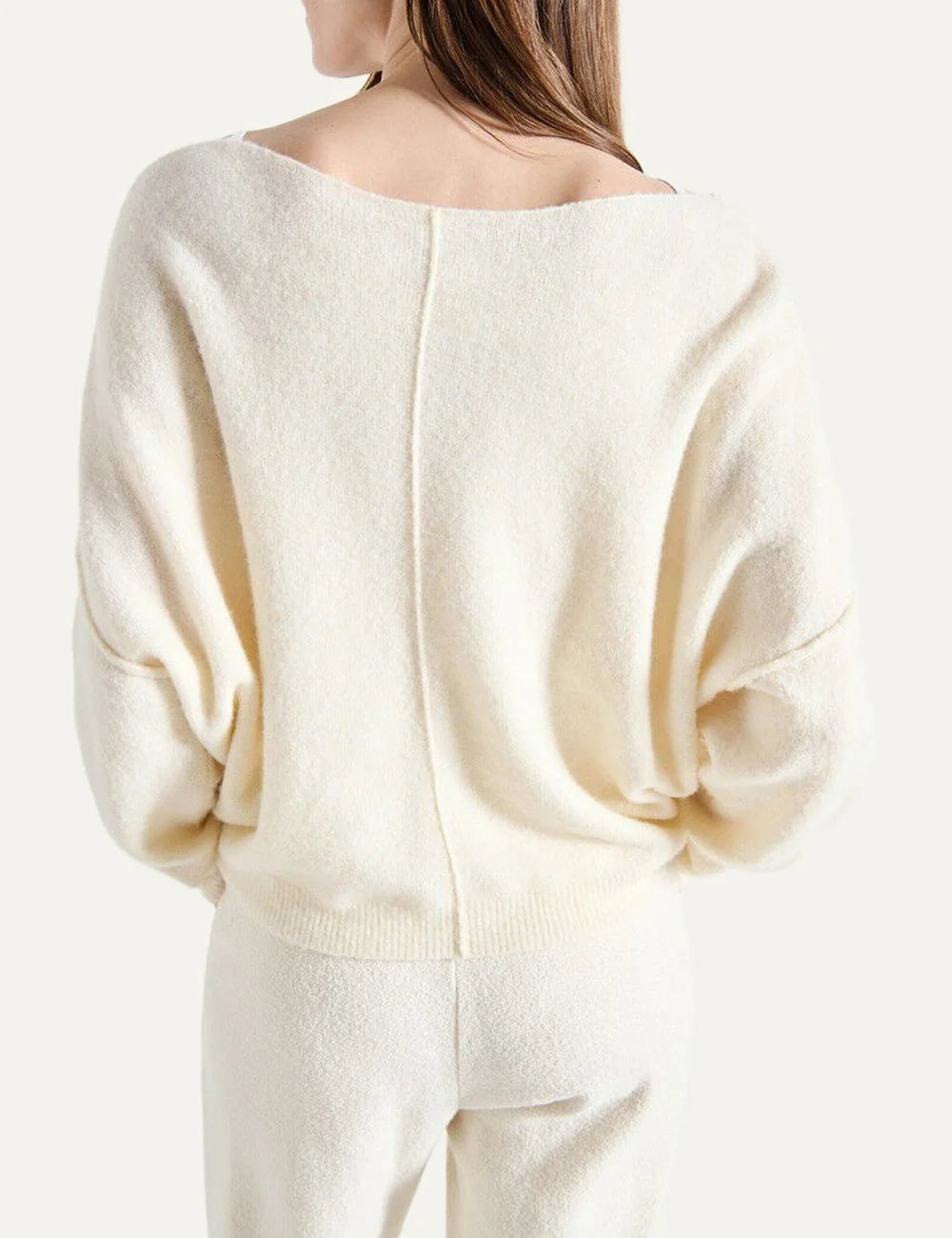 American Vintage women's ecru knit sweater with boat neck back