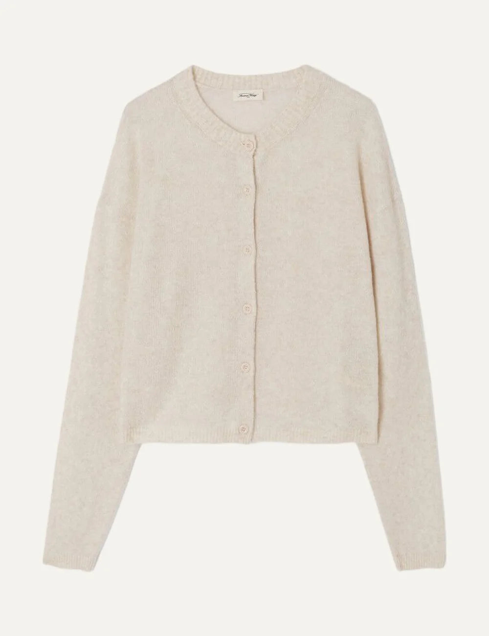  American Vintage women's ecru melange soft knit cardigan with button fastening