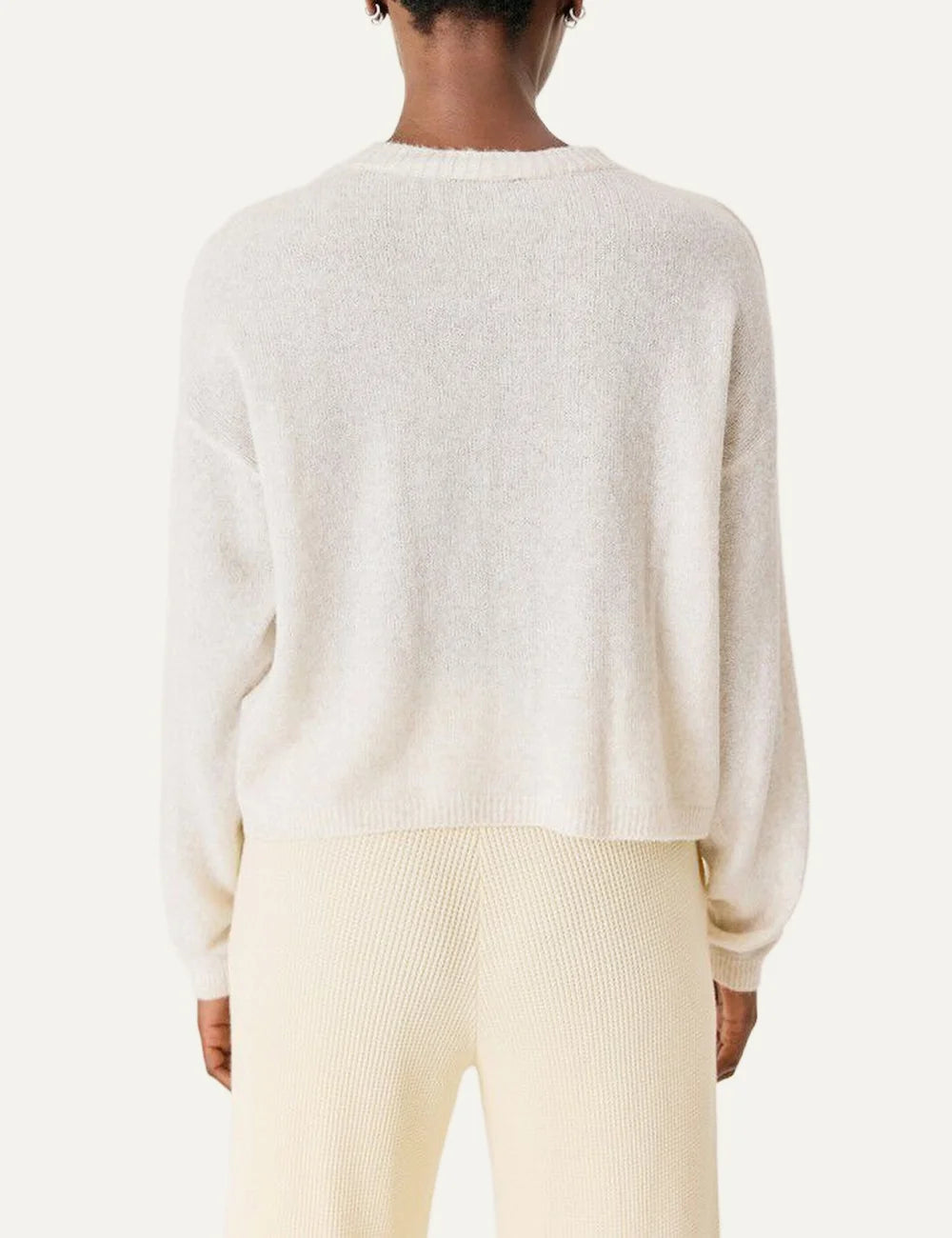  American Vintage women's ecru melange soft knit cardigan with button fastening back