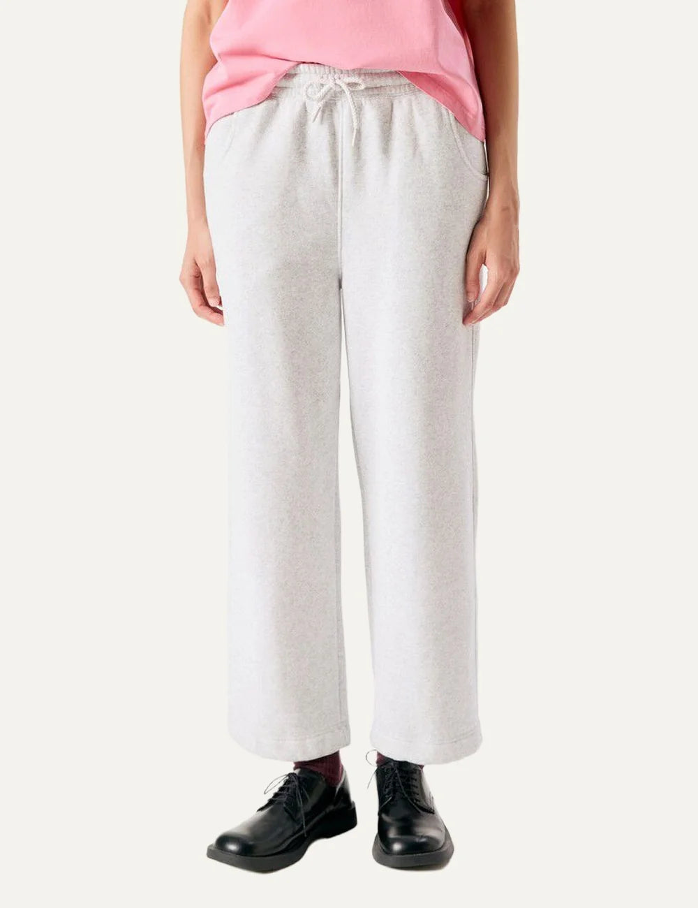 American Vintage women's grey melange straight leg sweatpants model