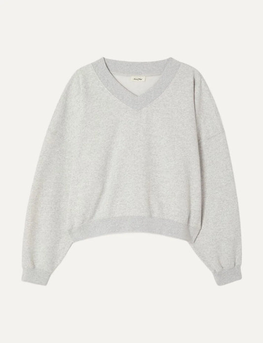 American Vintage women's grey melange V-neck sweatshirt