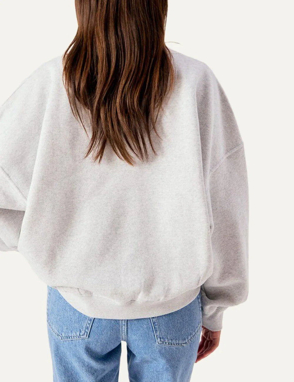 American Vintage women's grey melange V-neck sweatshirt back