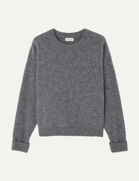 American Vintage women's grey wool alpaca fluffy knit jumper