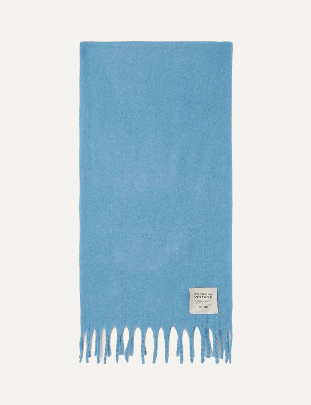 American Vintage women's light blue soft fringed scarf
