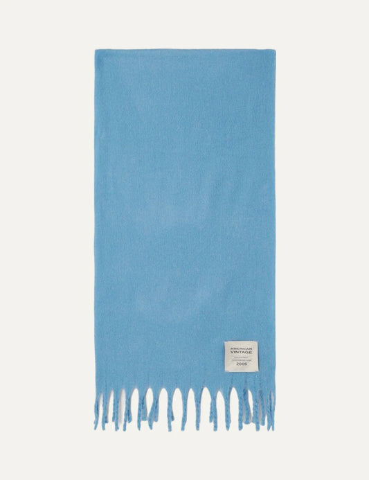 American Vintage women's light blue soft fringed scarf