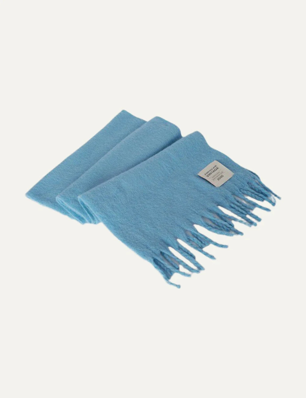 American Vintage women's light blue soft fringed scarf detail
