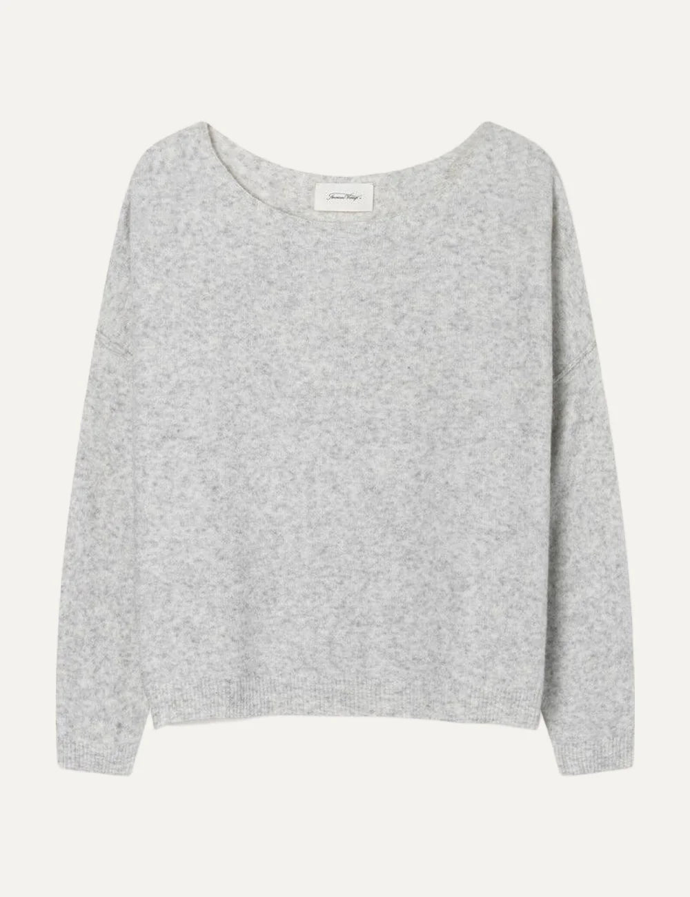 American Vintage women's light grey melange knit sweater with boat neck