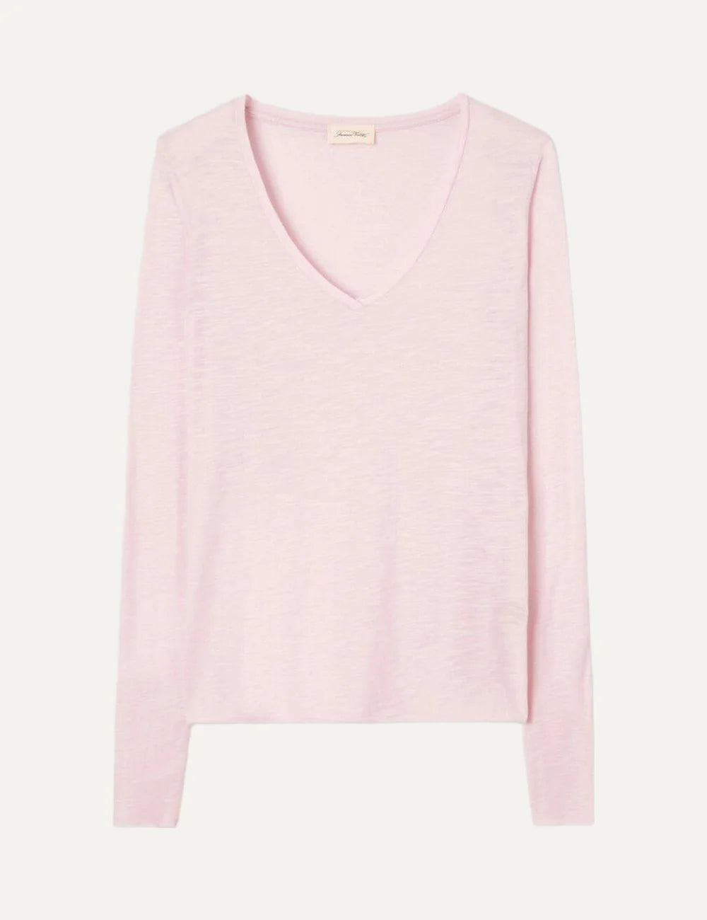 American Vintage women's light pink long sleeve V-neck top