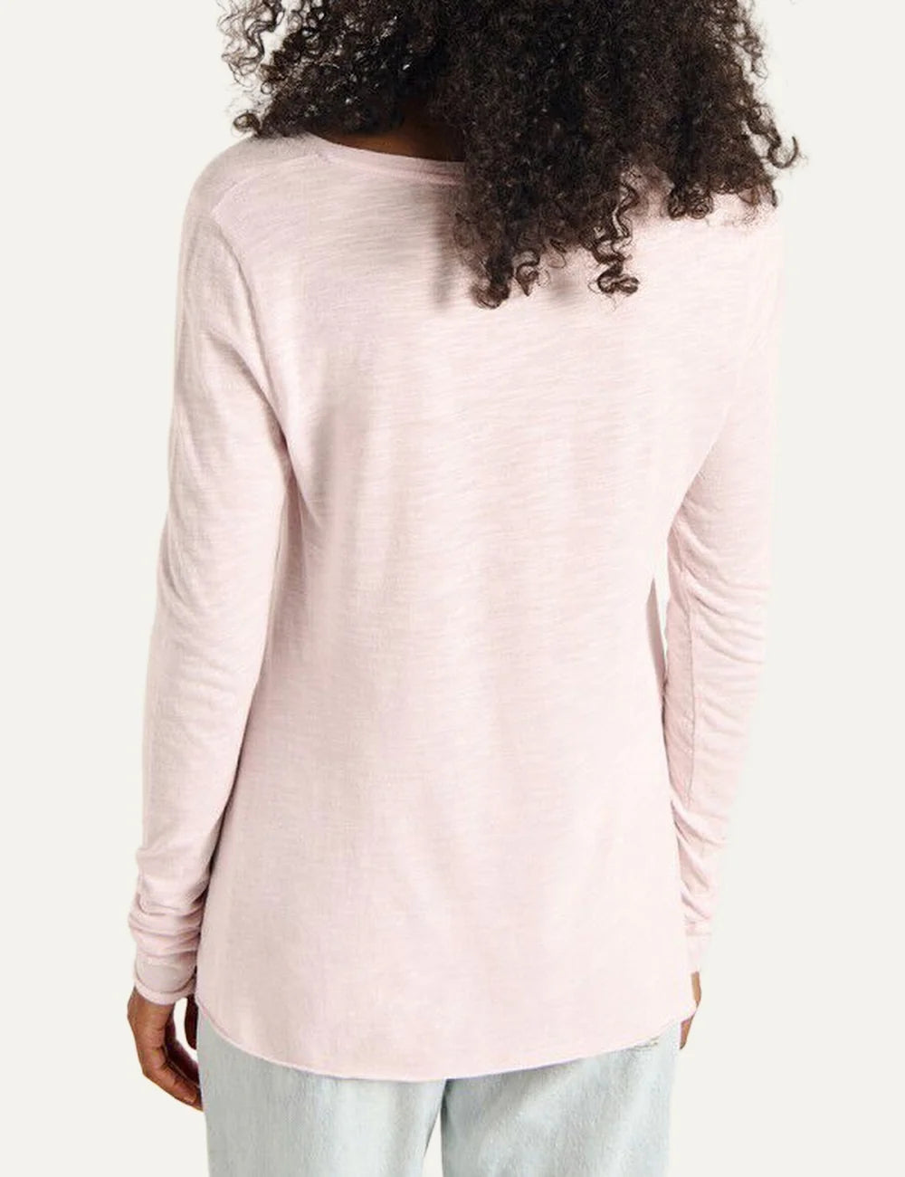 American Vintage women's light pink long sleeve V-neck top back