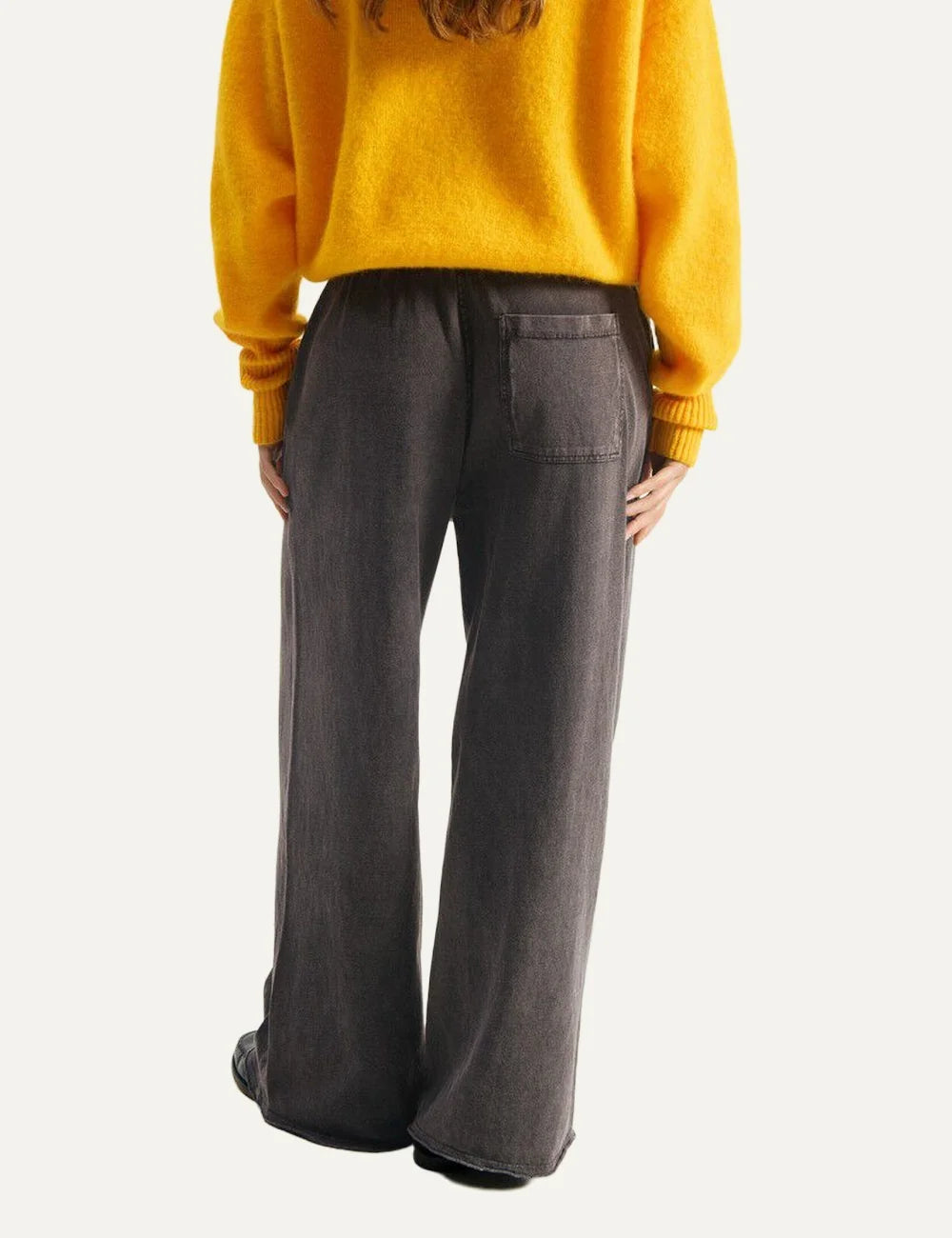 American Vintage women's vintage darkness cotton wide leg jogger pants with drawstring waist back