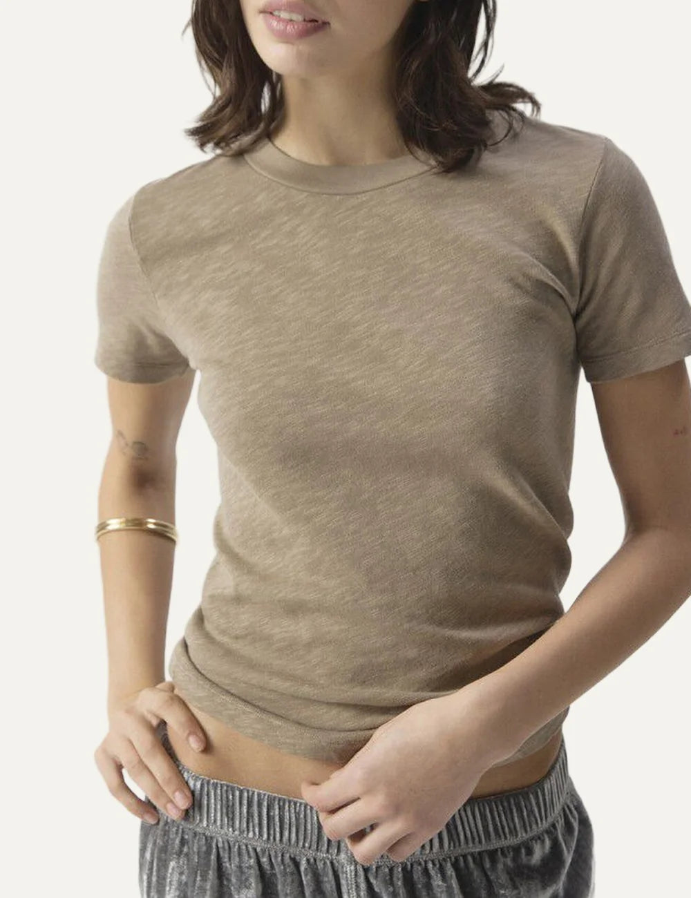 American Vintage women's vintage seeds cotton short sleeve T-shirt with round neck detail