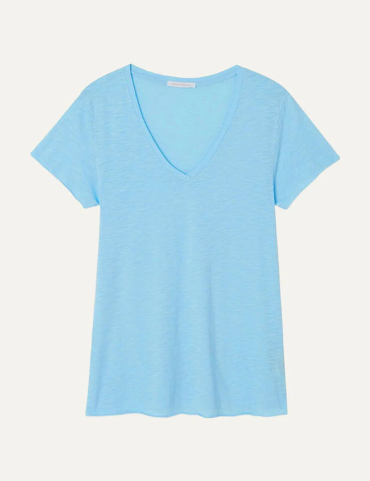 American Vintage women's vintage sky blue cotton jersey V-neck T-shirt