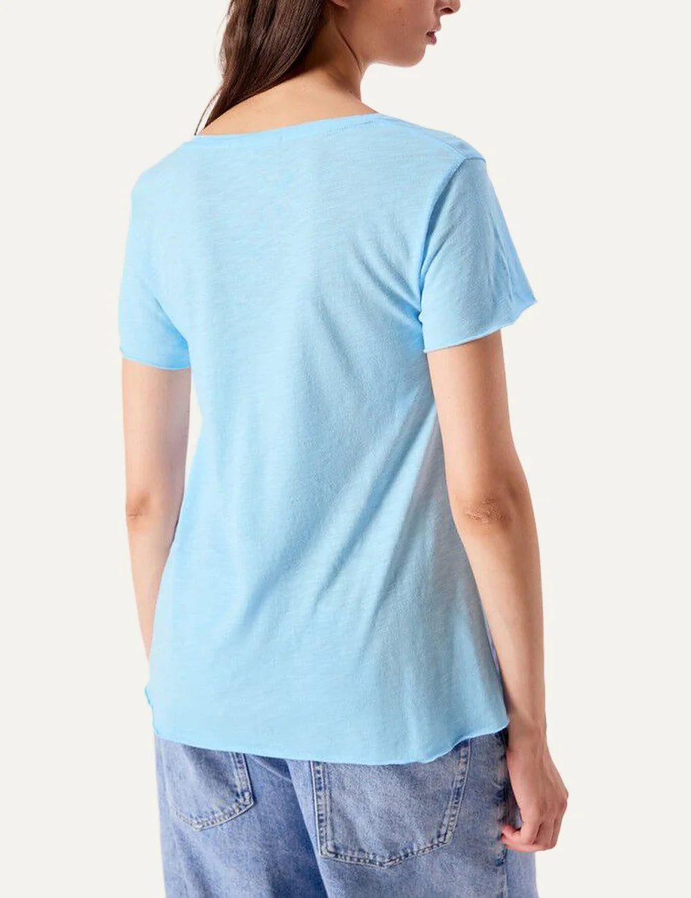 American Vintage women's vintage sky blue cotton jersey V-neck T-shirt back