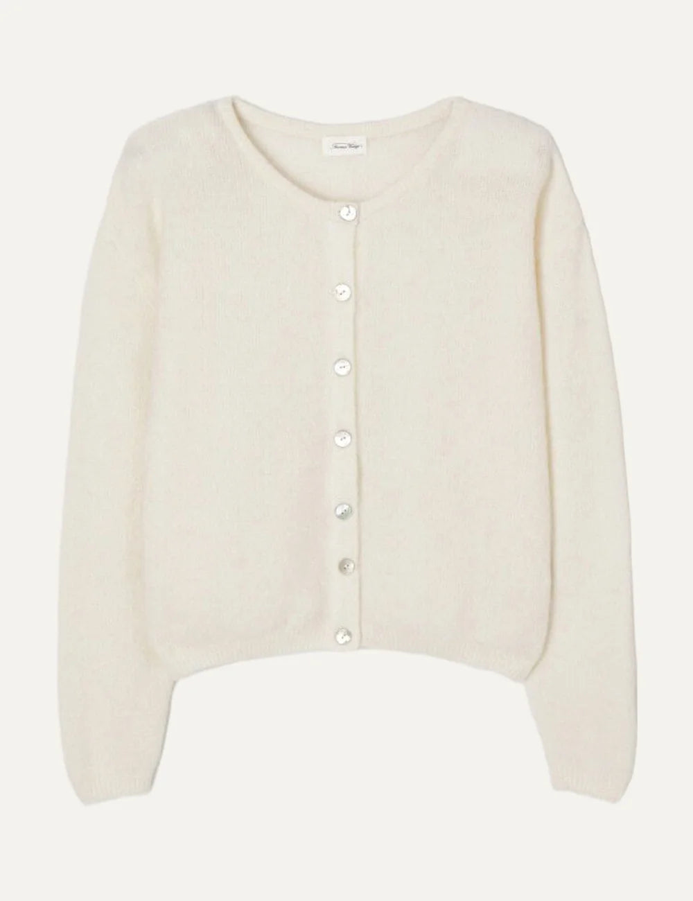 American Vintage women's white fluffy knit cropped cardigan