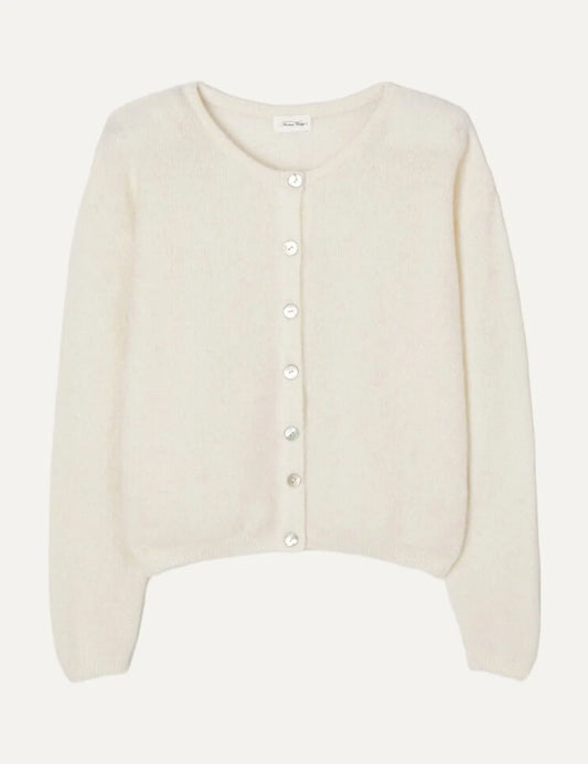 American Vintage women's white fluffy knit cropped cardigan