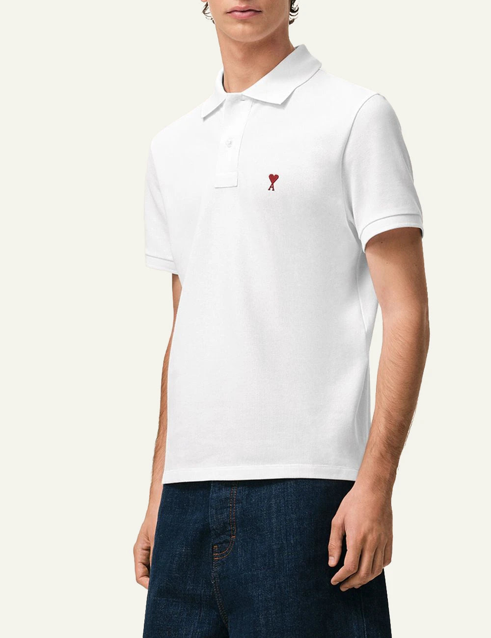 Ami Paris ADC polo shirt white side view