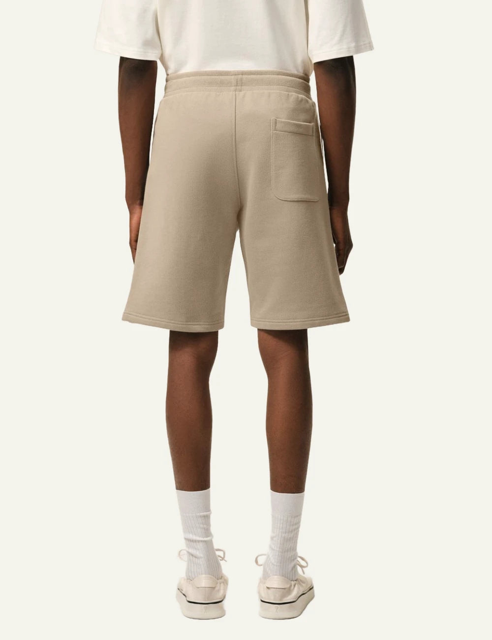 ami paris beige ami de coeur cotton fleece shorts back view