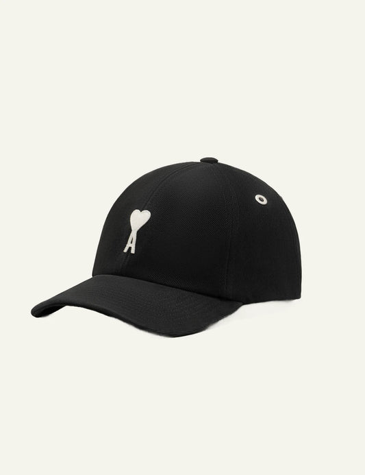 Ami Paris cap black cotton Ami de Coeur logo baseball hat side view