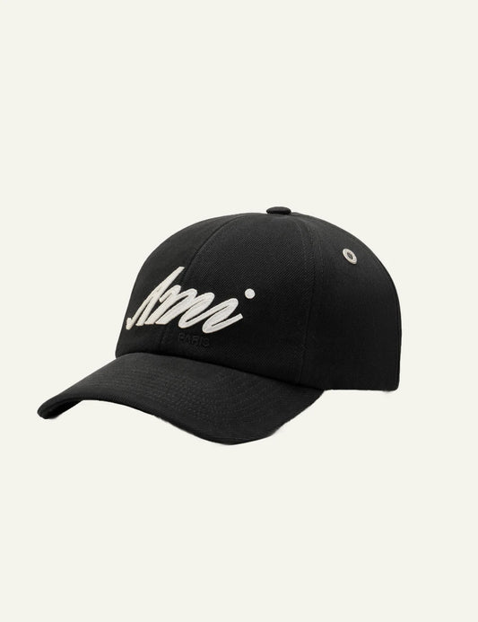 Ami Paris cap black cotton Ami logo baseball hat side view