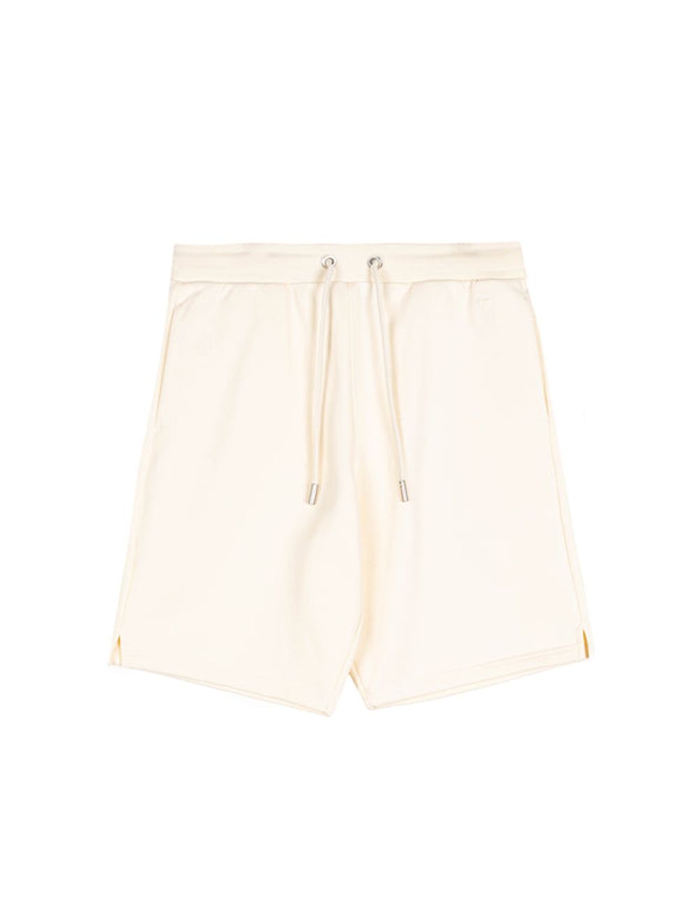 ami paris cream cotton fleece shorts ami de coeur back pocket front view
