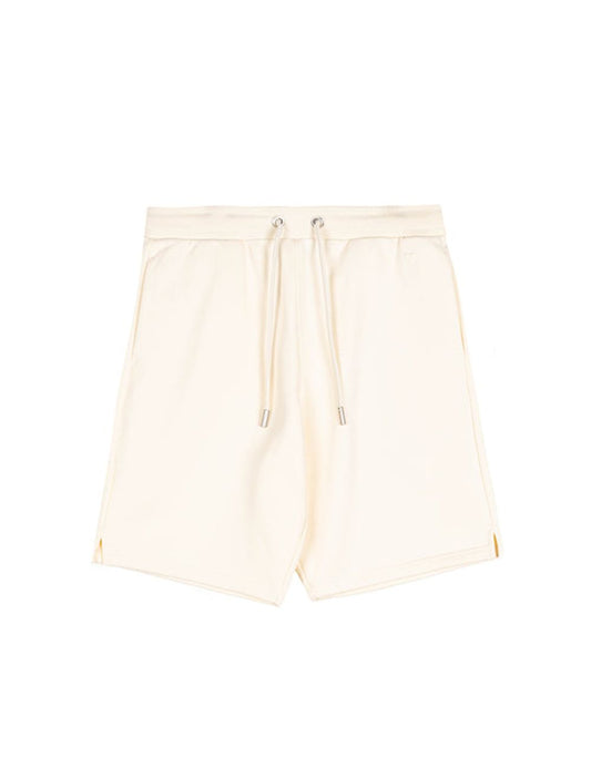 ami paris cream cotton fleece shorts ami de coeur back pocket front view