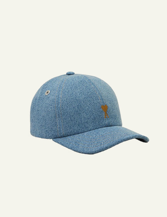 Ami Paris denim cap blue angled side view