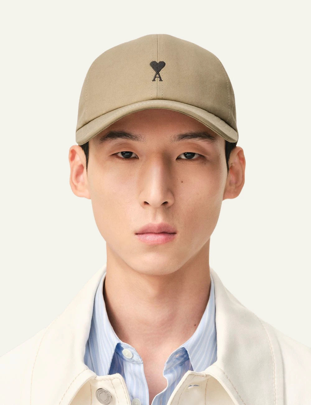 Ami Paris denim cap brown front view model