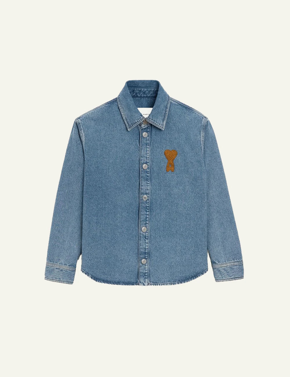 Ami Paris denim shirt blue flat lay front