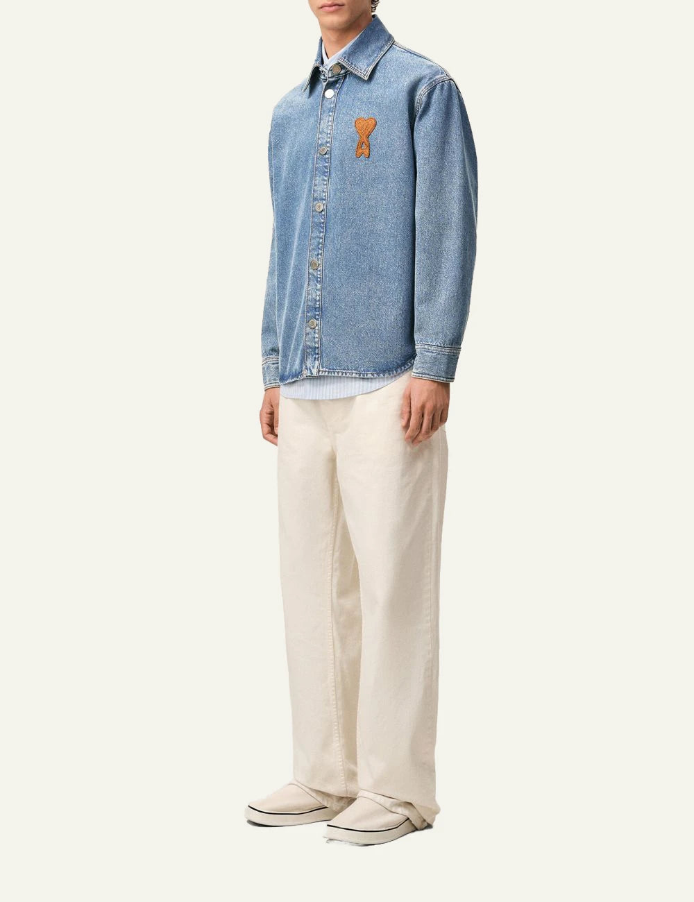 Ami Paris denim shirt blue side view with ADC patch