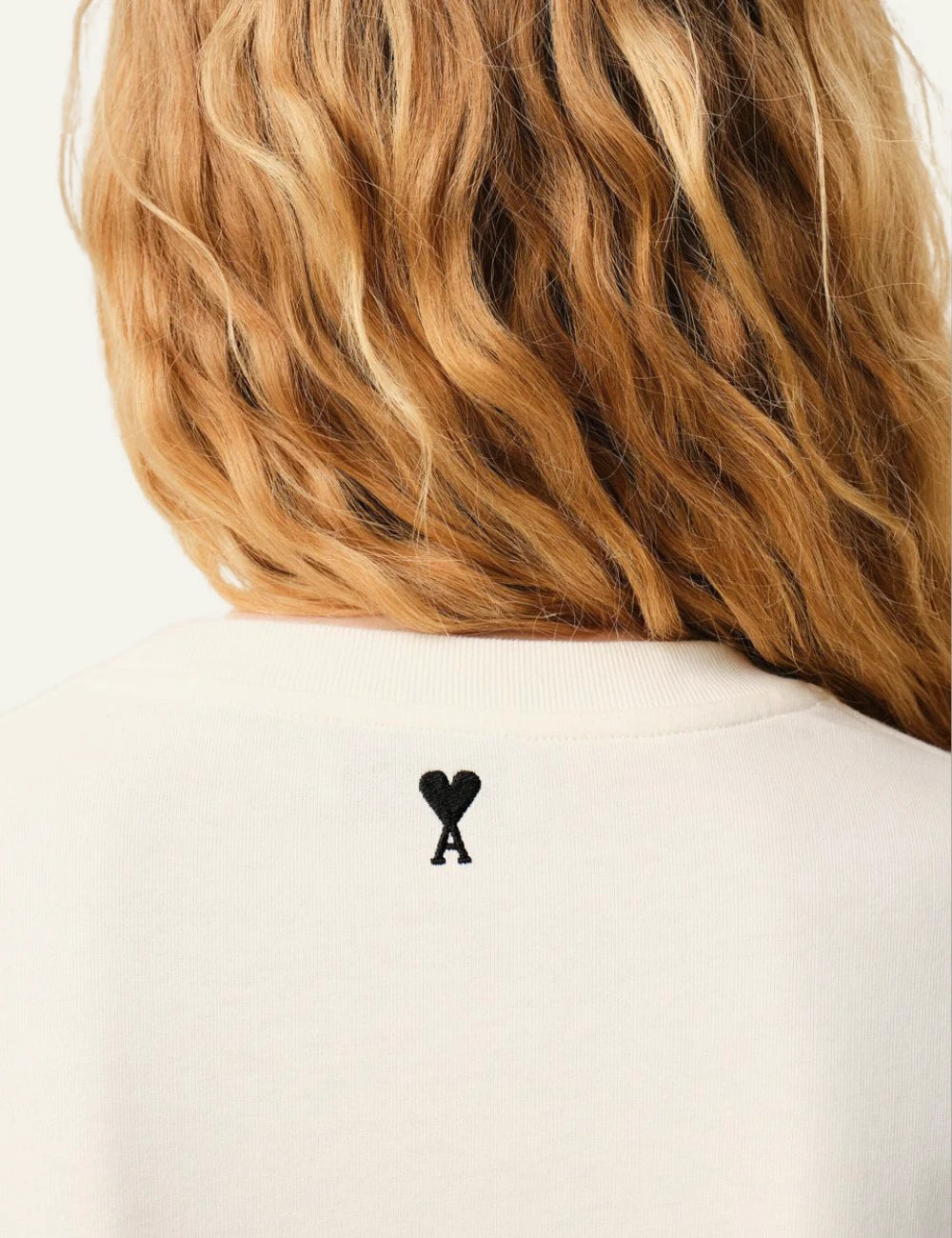 ami paris thank you for being a friend cotton t shirt ecru back logo