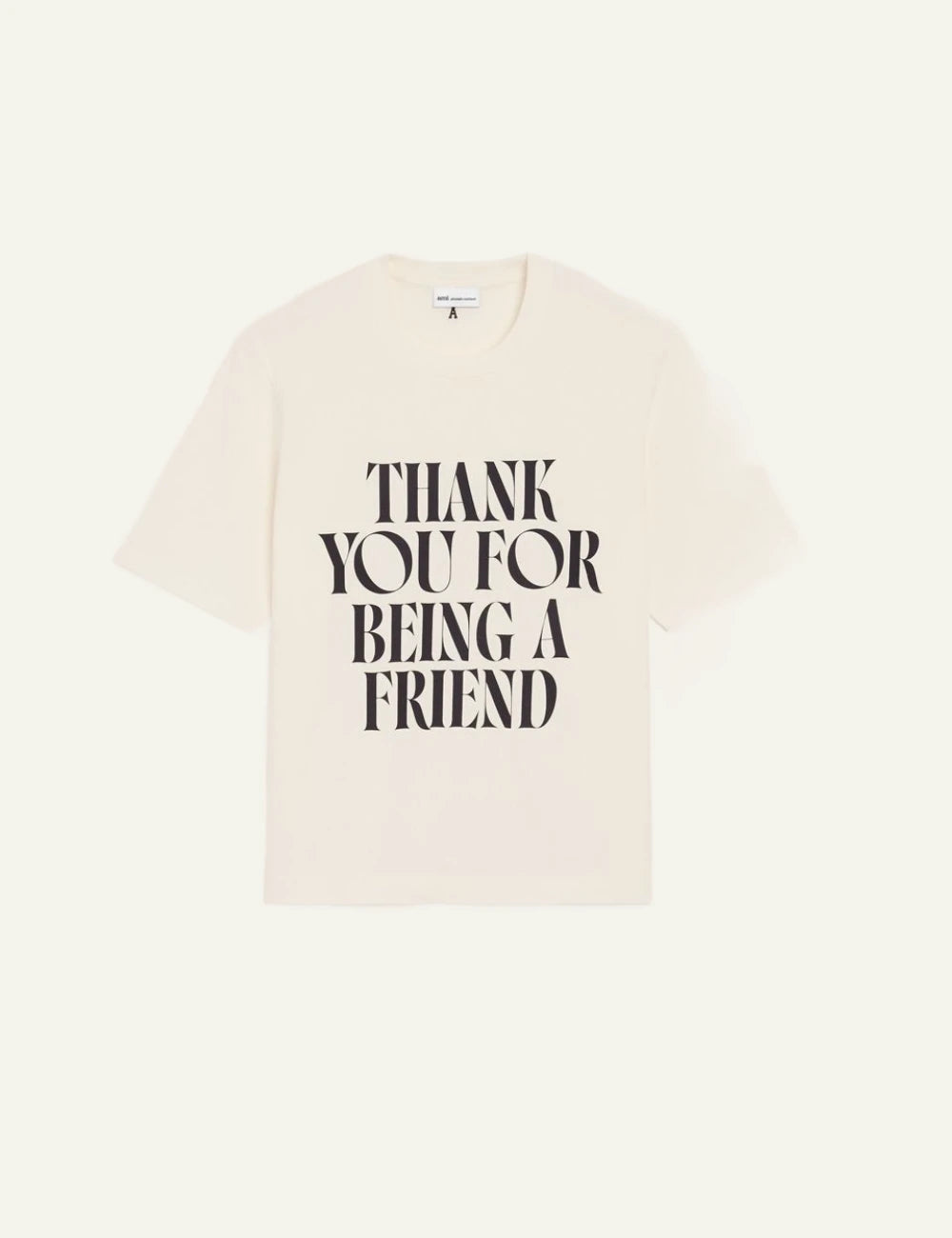 ami paris thank you for being a friend cotton t shirt ecru front