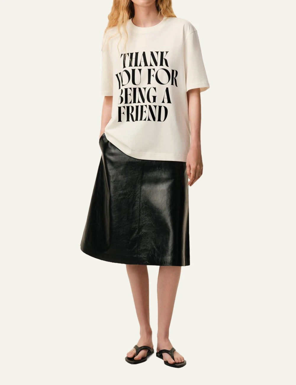 ami paris thank you for being a friend cotton t shirt ecru front full body