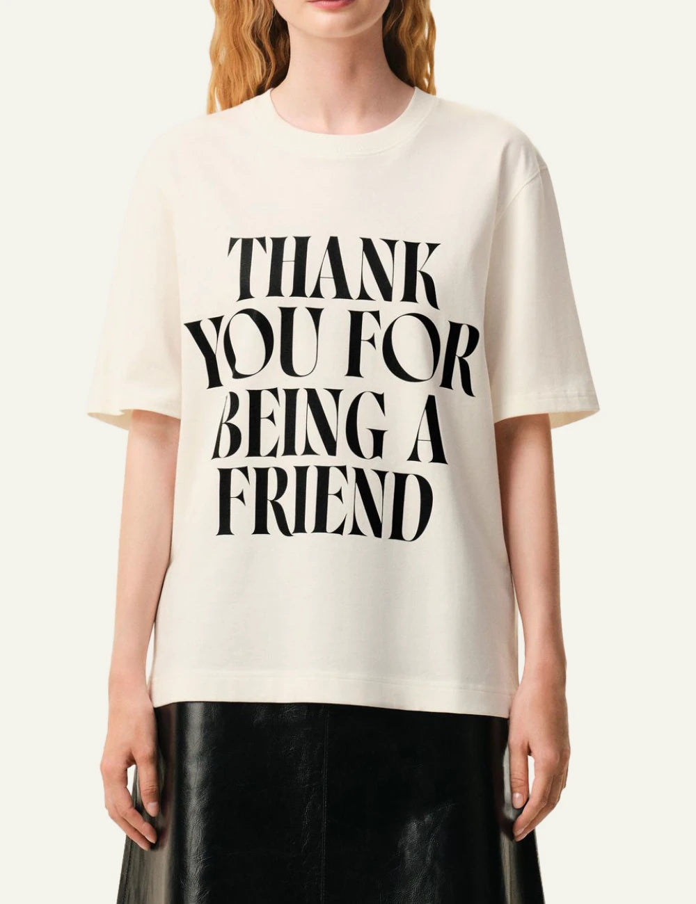 ami paris thank you for being a friend cotton t shirt ecru front model