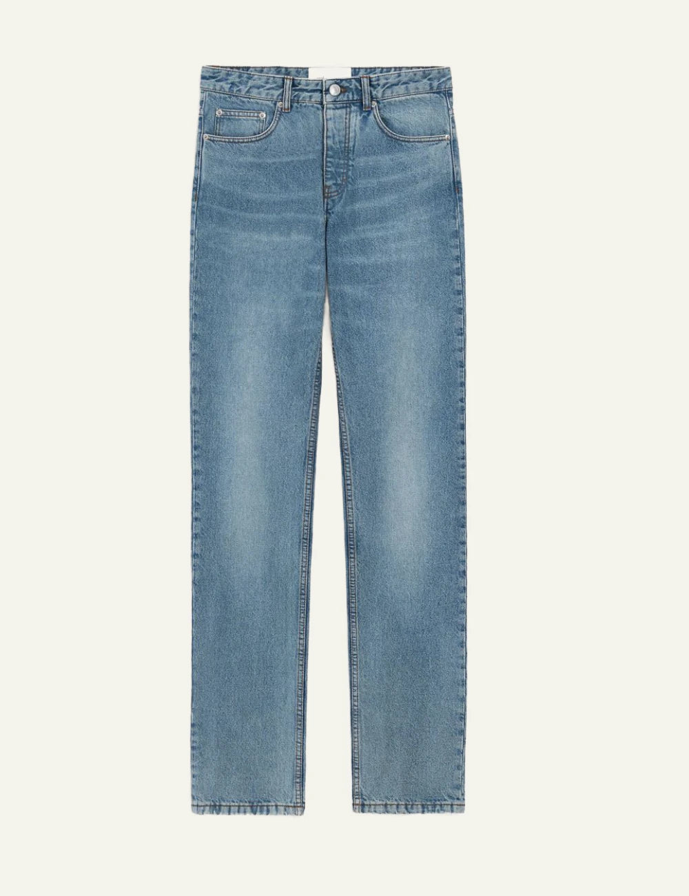 ami paris indigo denim classic fit jeans used wash front view