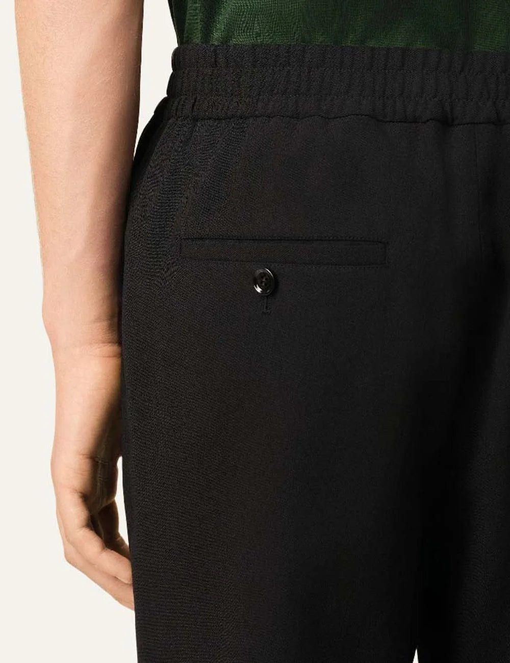 AMI Paris men black straight-leg trousers with elasticated waistband and side pockets back detail