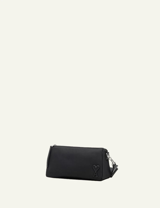 Ami Paris mini pouch black front view flat