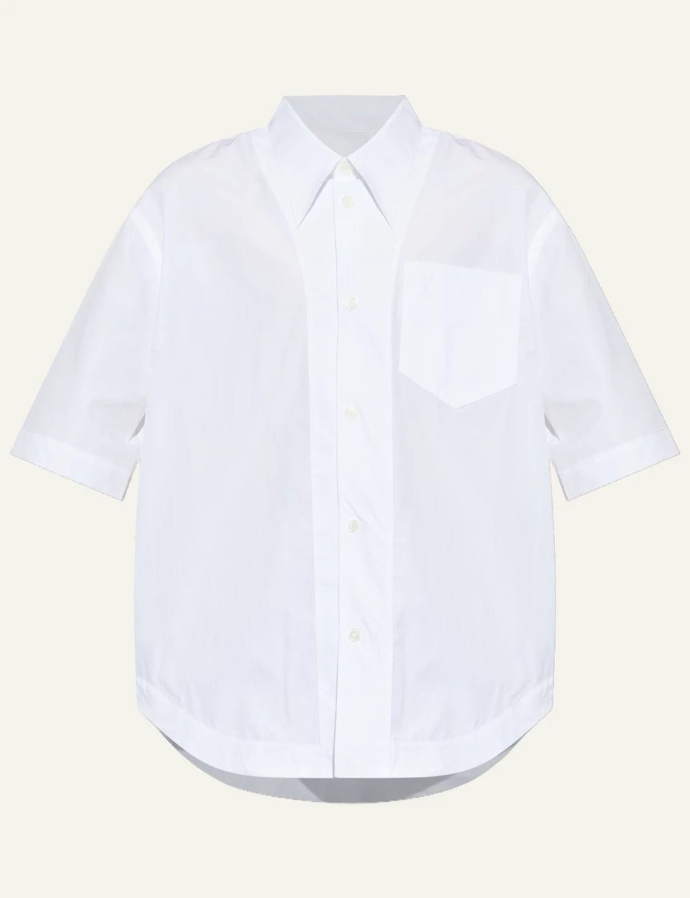 Ami Paris shirt white cotton oversized short sleeve chest pocket front