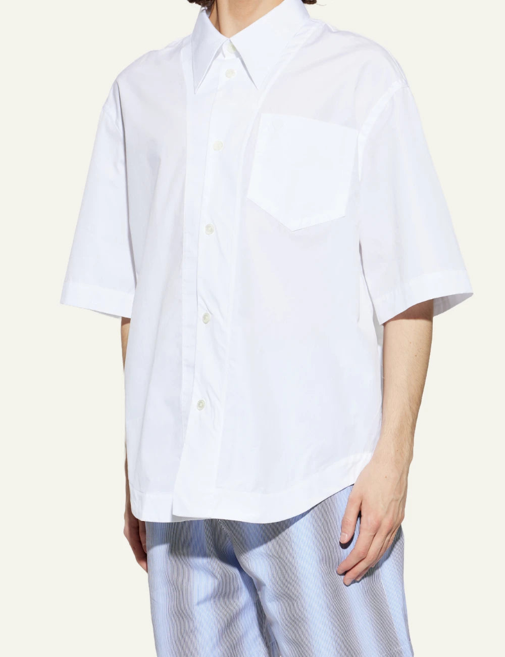 Ami Paris shirt white cotton oversized short sleeve chest pocket side
