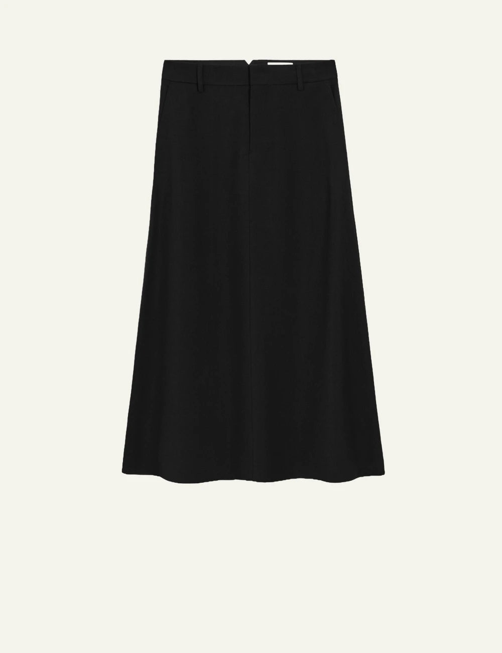 Ami Paris skirt black long trapeze linen viscose tailored front